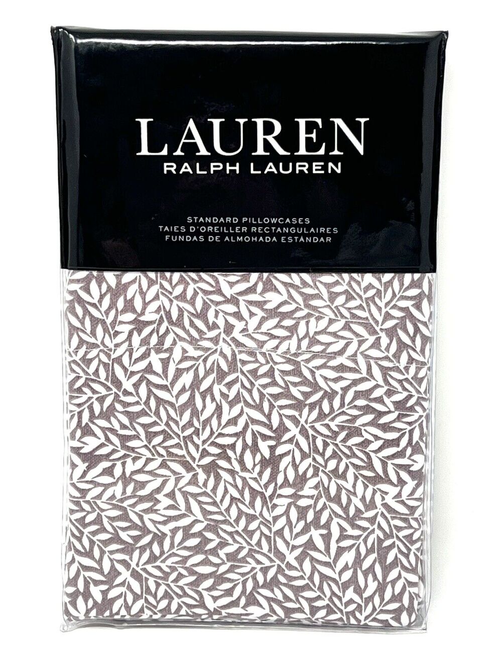 Ralph Lauren Spencer Leaf Sateen 2 STANDARD Pillowcases Deep Lavender Purple NIP